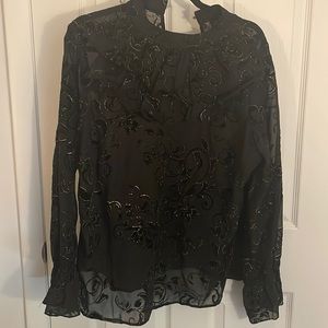 [NEW] Ashley Stewart Black blouse with gold accents. size 14/16